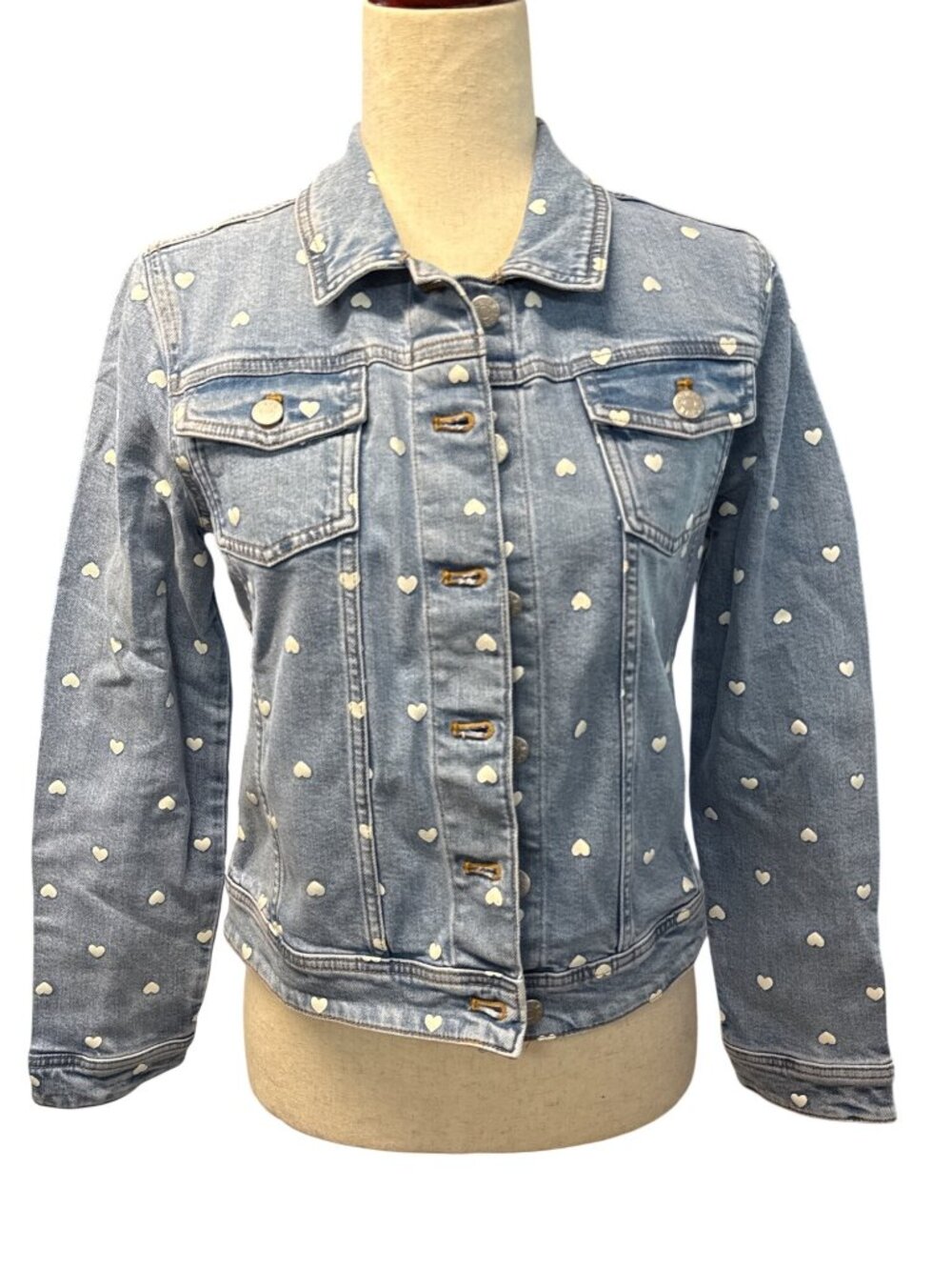 J Crew CREWCUTS Girls Heart Denim Jacket~Size 16~Jeanie Heart NWoT L1 12